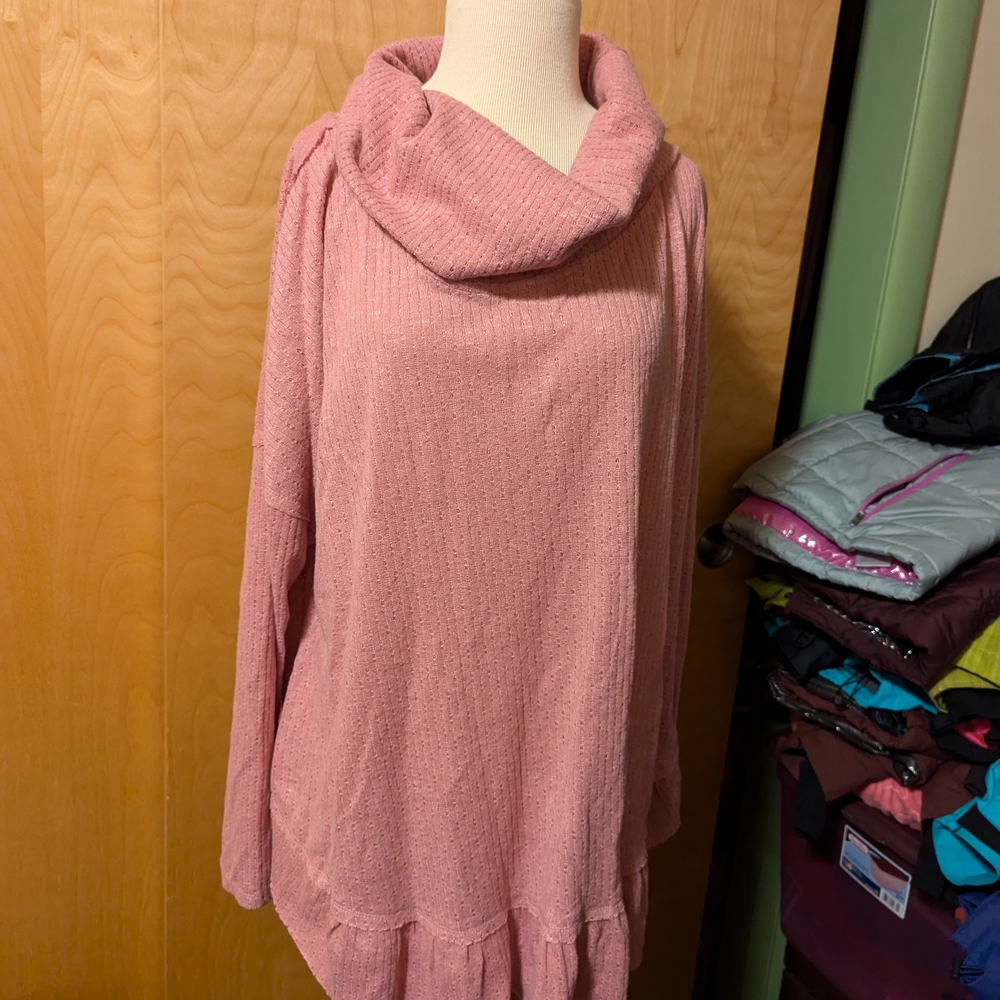 Women's Pink Cowl Neck Sweater